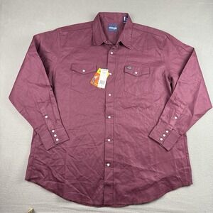 Vintage Wrangler Western Shirt Men's 3XL Tall Brugundy Pearl Snap Rodeo Y2K